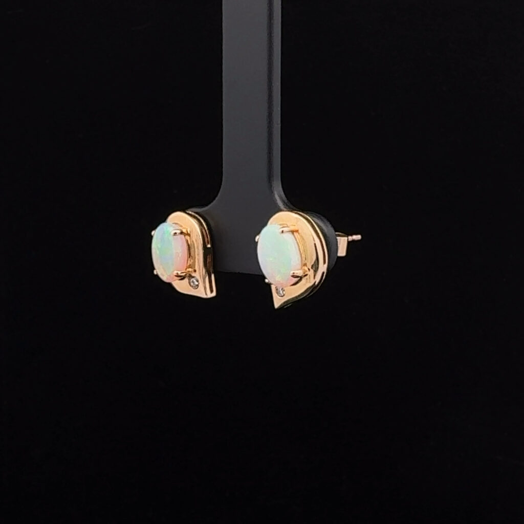 Gold Solid Opal Earrings 11854
