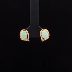 Gold Solid Opal Earrings 11854
