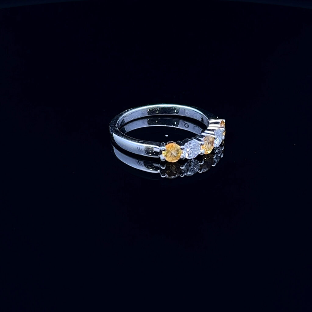 18K White Gold Yellow Sapphire & Diamond Ring