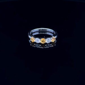 18K White Gold Yellow Sapphire & Diamond Ring