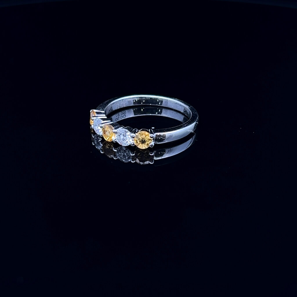 18K White Gold Yellow Sapphire & Diamond Ring