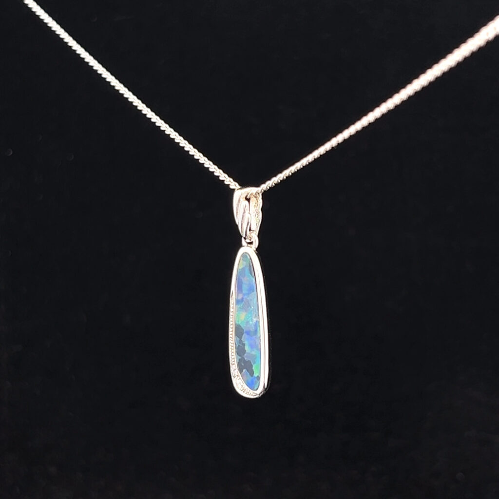 Sterling Silver Doublet Opal & Cubic Zirconia Pendant 111512