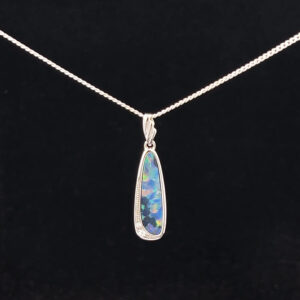 Sterling Silver Doublet Opal & Cubic Zirconia Pendant 111512