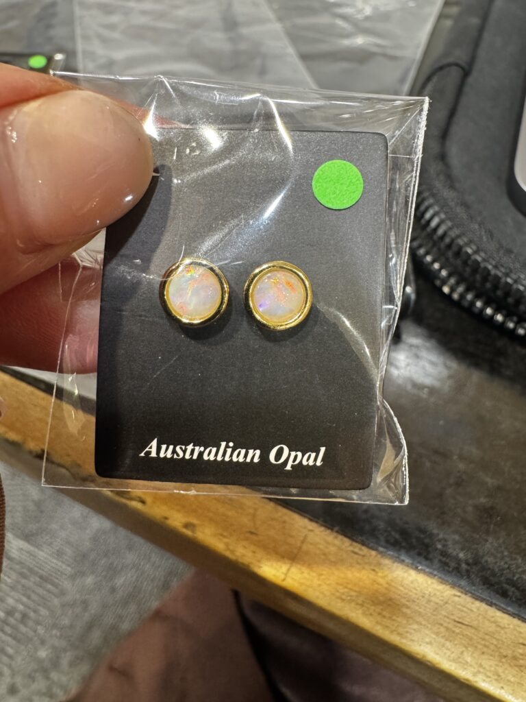 Sterling Silver Gold Plated Solid Opal Stud